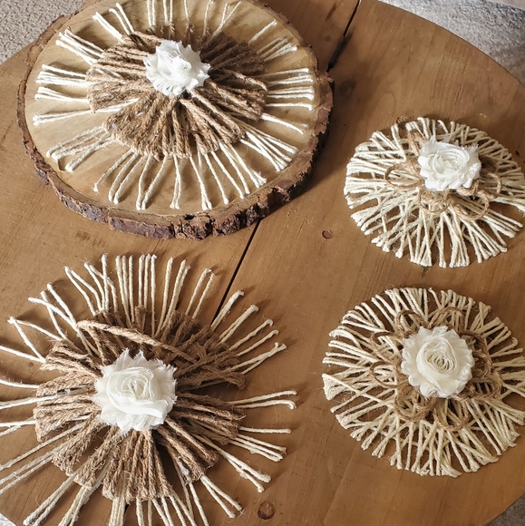 Set of 4 Wall Decor Handmade with Jute - Picture 1 of 8